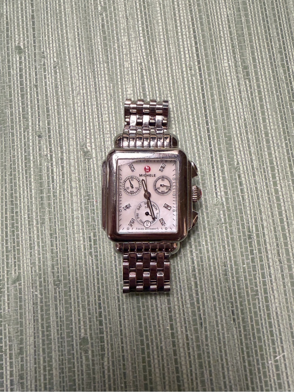 Michele Silver Deco Diamond Watch READ DESCRIPTION
